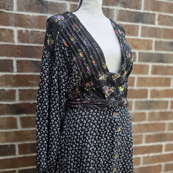Free People Black Floral Women's Dress - Picture 11 of 14